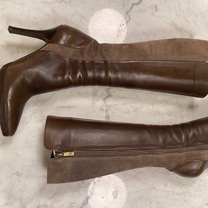 Stunning Two-Tone Leather+Suede Jimmy Choo Heeled boots